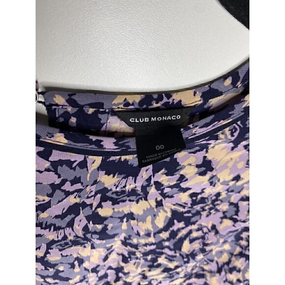 Club Monaco Dress Size 00 Women's Long Sleeve Floral 100% Silk Midi Multicolor - Picture 4 of 5